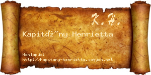 Kapitány Henrietta névjegykártya