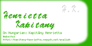 henrietta kapitany business card